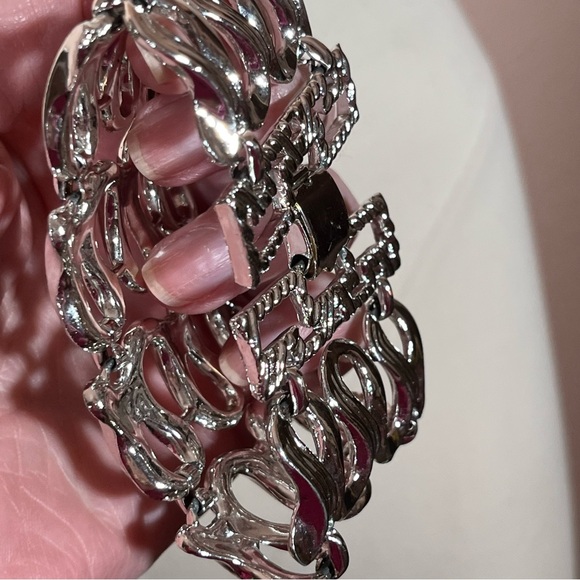 Vintage 60 70 MCM MOD Heavy Silver Wide Mobwife Bracelet - Picture 4 of 17